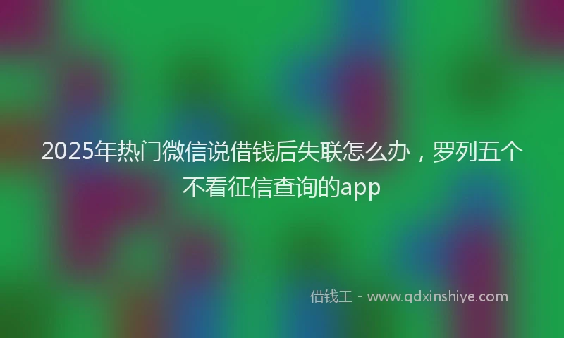 2025年热门微信说借钱后失联怎么办，罗列五个不看征信查询的app