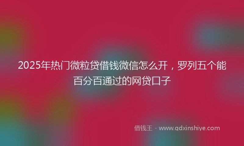 2025年热门微粒贷借钱微信怎么开，罗列五个能百分百通过的网贷口子