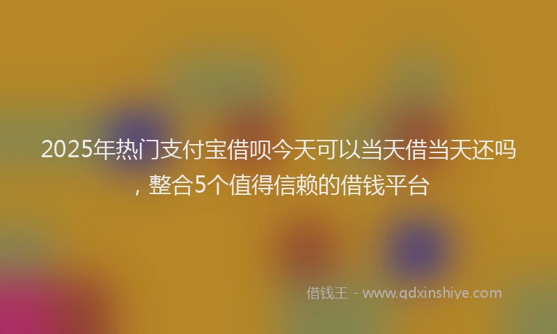 2025年热门支付宝借呗今天可以当天借当天还吗，整合5个值得信赖的借钱平台