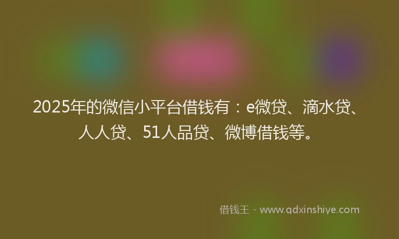 2025年的微信小平台借钱有：e微贷、滴水贷、人人贷、51人品贷、微博借钱等。