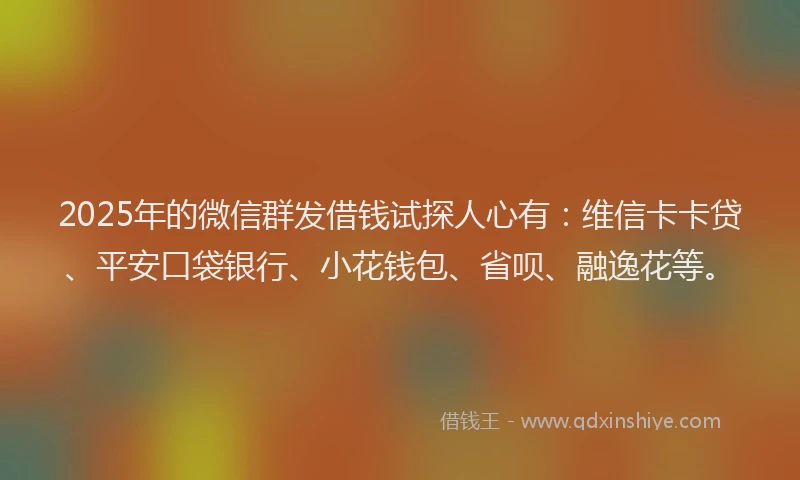 2025年的微信群发借钱试探人心有：维信卡卡贷、平安口袋银行、小花钱包、省呗、融逸花等。