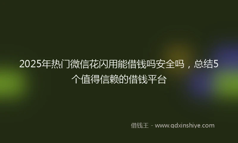 2025年热门微信花闪用能借钱吗安全吗，总结5个值得信赖的借钱平台
