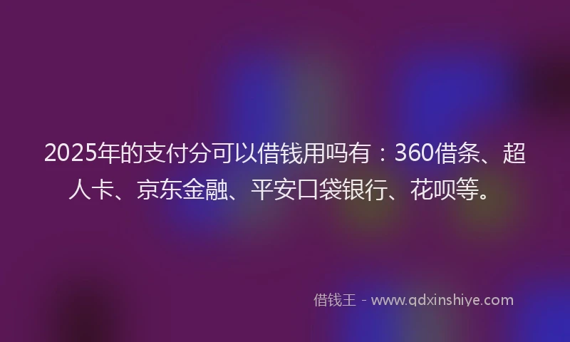 2025年的支付分可以借钱用吗有：360借条、超人卡、京东金融、平安口袋银行、花呗等。