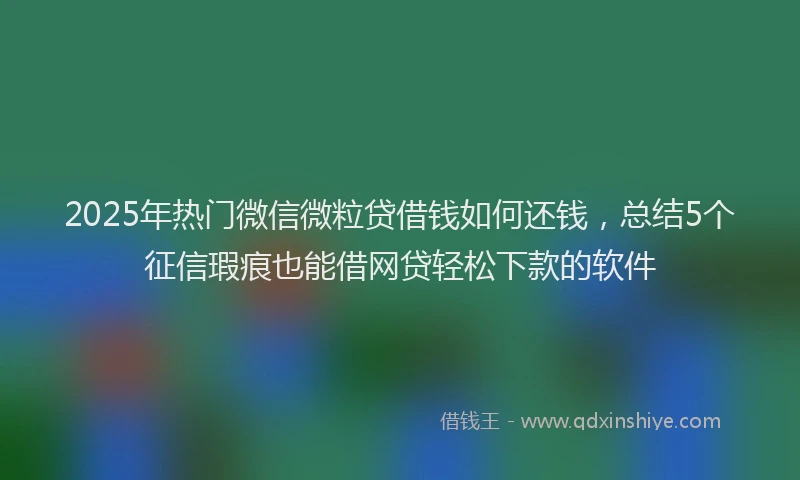 2025年热门微信微粒贷借钱如何还钱，总结5个征信瑕疵也能借网贷轻松下款的软件