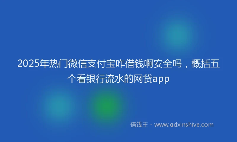 2025年热门微信支付宝咋借钱啊安全吗，概括五个看银行流水的网贷app