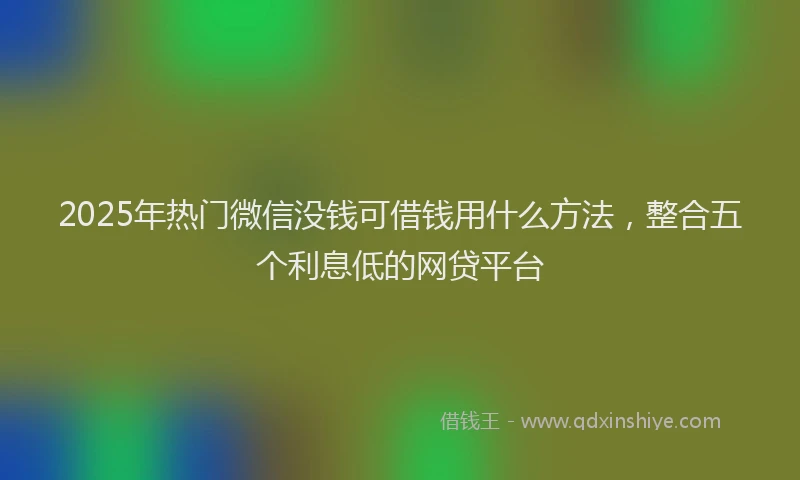 2025年热门微信没钱可借钱用什么方法，整合五个利息低的网贷平台