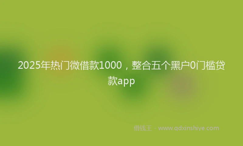 2025年热门微借款1000，整合五个黑户0门槛贷款app
