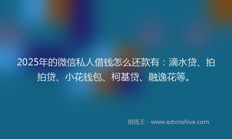 2025年的微信私人借钱怎么还款有：滴水贷、拍拍贷、小花钱包、柯基贷、融逸花等。