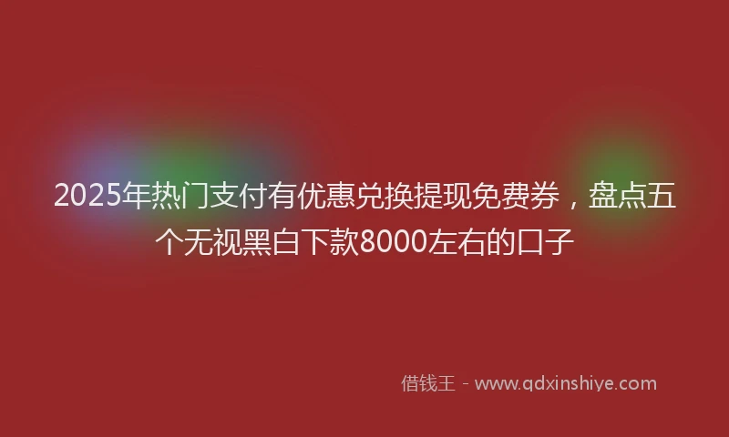 2025年热门支付有优惠兑换提现免费券，盘点五个无视黑白下款8000左右的口子