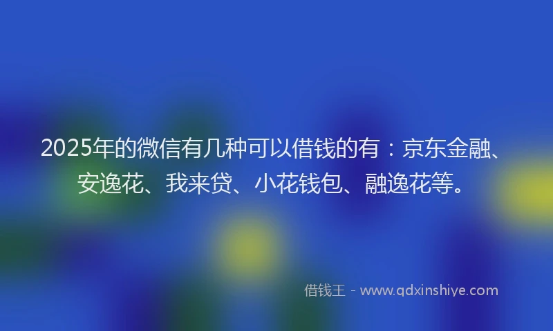 2025年的微信有几种可以借钱的有：京东金融、安逸花、我来贷、小花钱包、融逸花等。