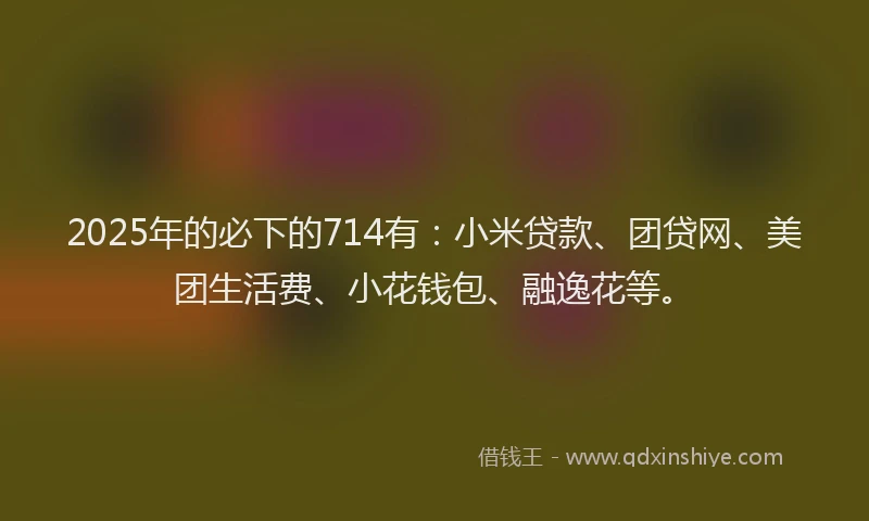 2025年的必下的714有：小米贷款、团贷网、美团生活费、小花钱包、融逸花等。