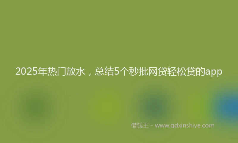 2025年热门放水，总结5个秒批网贷轻松贷的app