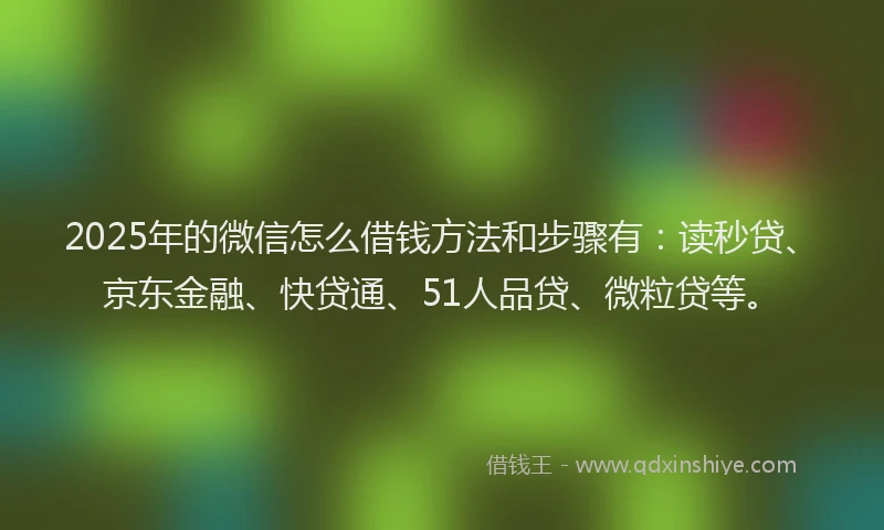 2025年的微信怎么借钱方法和步骤有：读秒贷、京东金融、快贷通、51人品贷、微粒贷等。