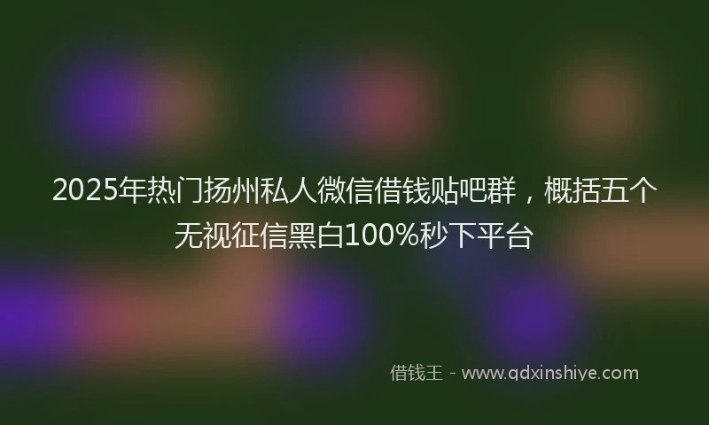 2025年热门扬州私人微信借钱贴吧群，概括五个无视征信黑白100%秒下平台