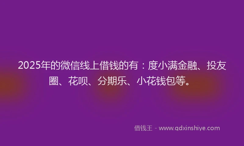 2025年的微信线上借钱的有：度小满金融、投友圈、花呗、分期乐、小花钱包等。