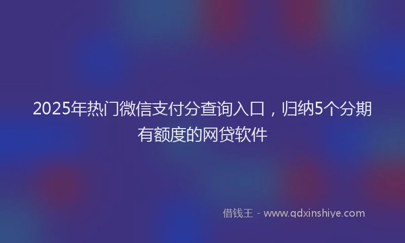 2025年热门微信支付分查询入口，归纳5个分期有额度的网贷软件