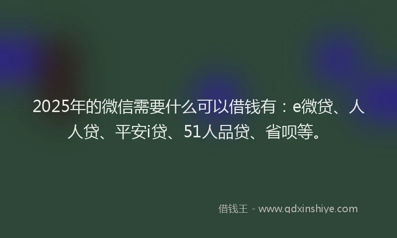2025年的微信需要什么可以借钱有：e微贷、人人贷、平安i贷、51人品贷、省呗等。