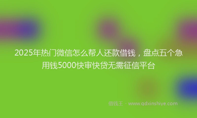 2025年热门微信怎么帮人还款借钱，盘点五个急用钱5000快审快贷无需征信平台