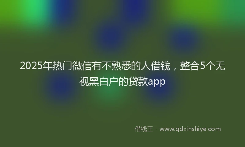 2025年热门微信有不熟悉的人借钱，整合5个无视黑白户的贷款app
