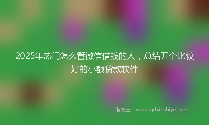 2025年热门怎么管微信借钱的人，总结五个比较好的小额贷款软件