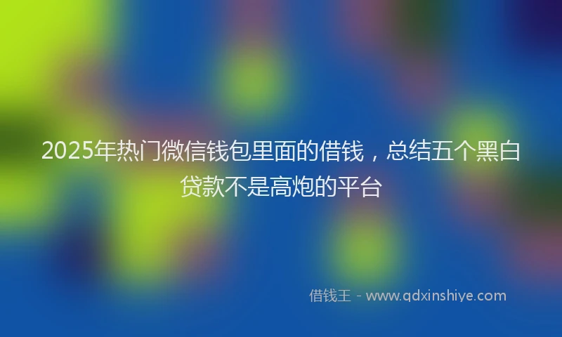 2025年热门微信钱包里面的借钱，总结五个黑白贷款不是高炮的平台