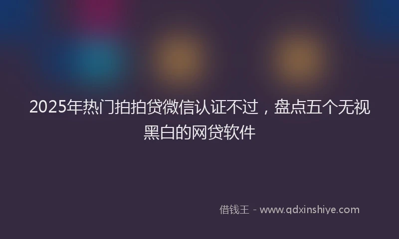 2025年热门拍拍贷微信认证不过，盘点五个无视黑白的网贷软件