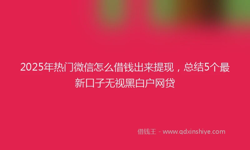2025年热门微信怎么借钱出来提现，总结5个最新口子无视黑白户网贷