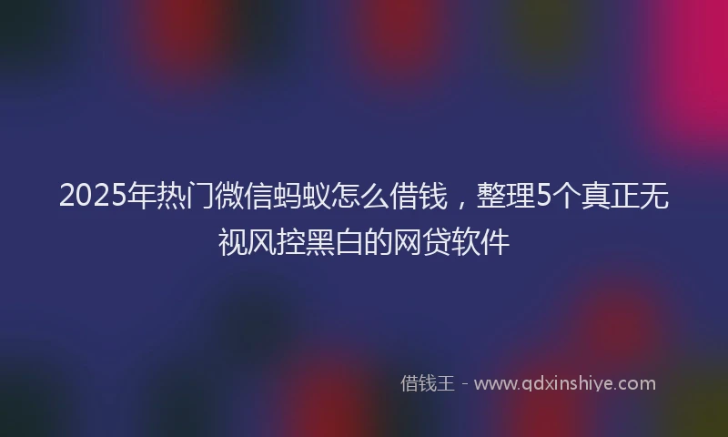 2025年热门微信蚂蚁怎么借钱，整理5个真正无视风控黑白的网贷软件