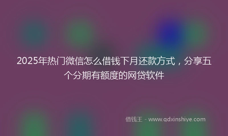 2025年热门微信怎么借钱下月还款方式，分享五个分期有额度的网贷软件