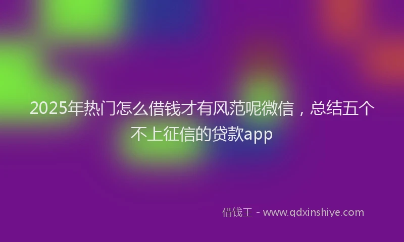2025年热门怎么借钱才有风范呢微信，总结五个不上征信的贷款app