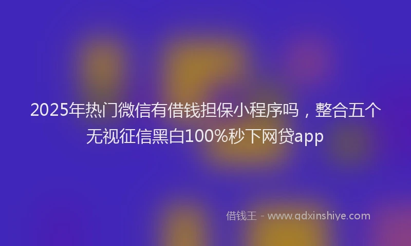 2025年热门微信有借钱担保小程序吗，整合五个无视征信黑白100%秒下网贷app