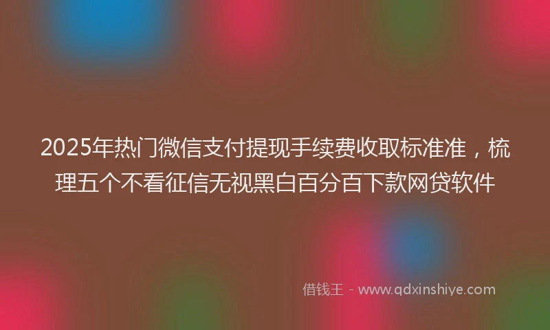 2025年热门微信支付提现手续费收取标准准，梳理五个不看征信无视黑白百分百下款网贷软件