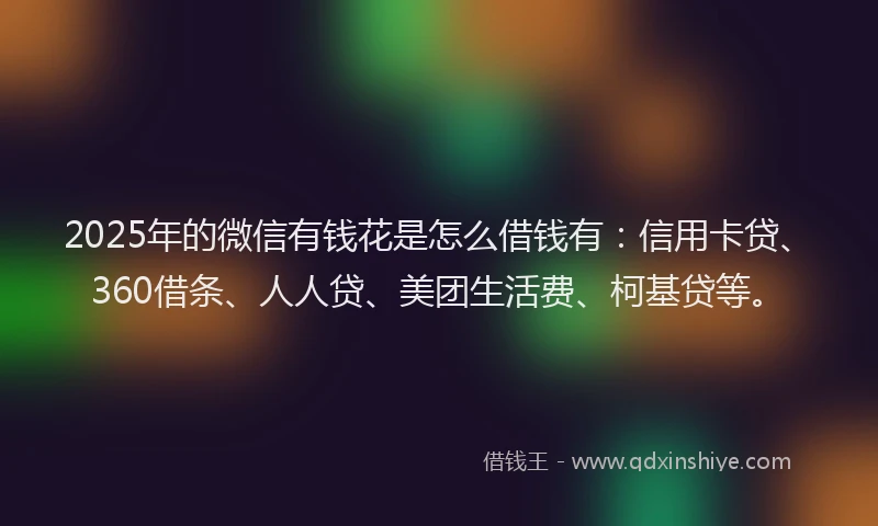 2025年的微信有钱花是怎么借钱有：信用卡贷、360借条、人人贷、美团生活费、柯基贷等。