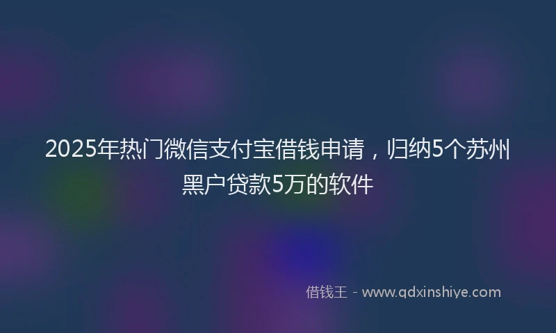 2025年热门微信支付宝借钱申请，归纳5个苏州黑户贷款5万的软件