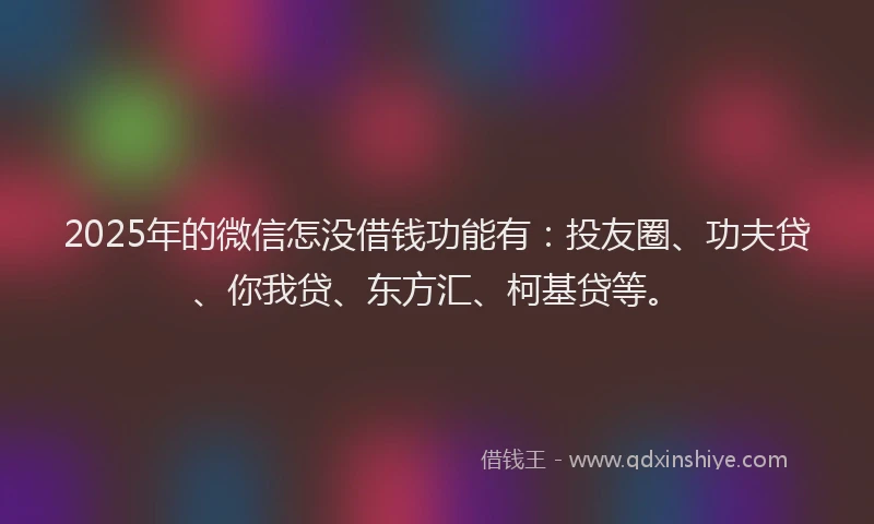 2025年的微信怎没借钱功能有：投友圈、功夫贷、你我贷、东方汇、柯基贷等。