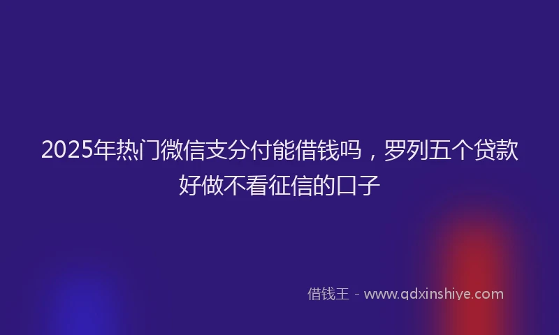 2025年热门微信支分付能借钱吗，罗列五个贷款好做不看征信的口子