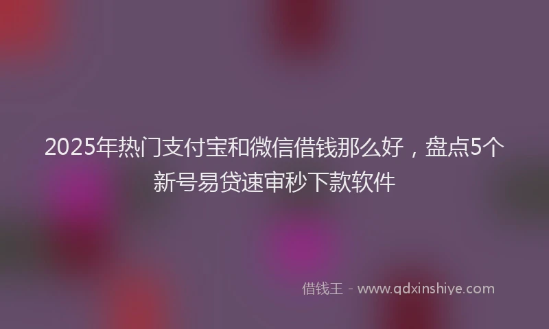 2025年热门支付宝和微信借钱那么好，盘点5个新号易贷速审秒下款软件