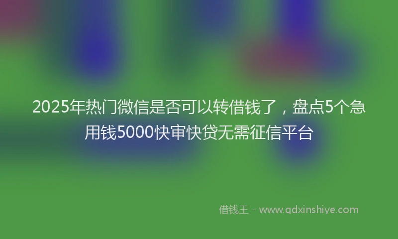 2025年热门微信是否可以转借钱了，盘点5个急用钱5000快审快贷无需征信平台