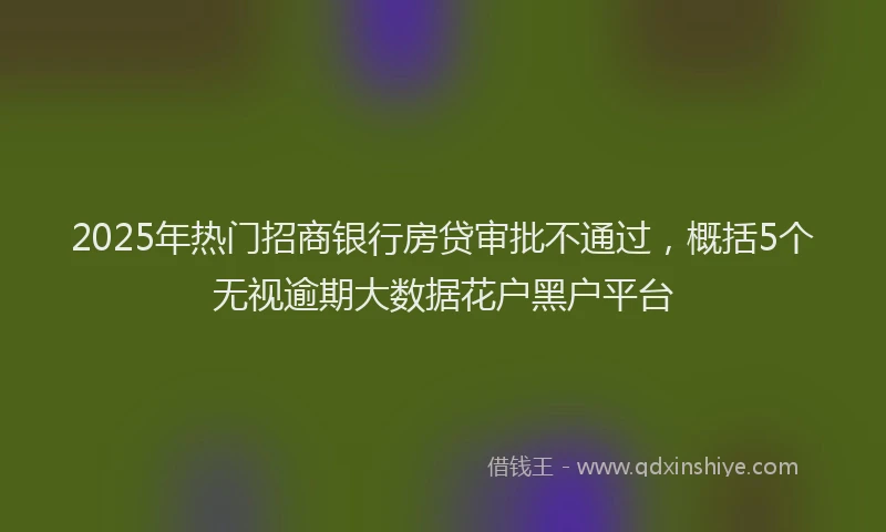 2025年热门招商银行房贷审批不通过，概括5个无视逾期大数据花户黑户平台