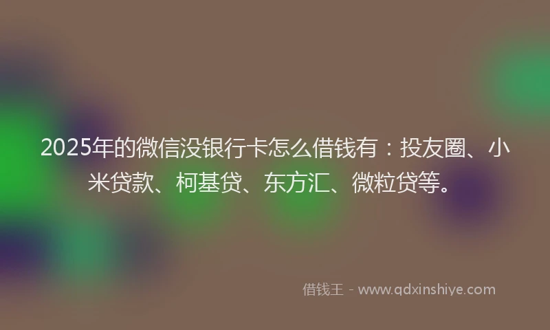 2025年的微信没银行卡怎么借钱有：投友圈、小米贷款、柯基贷、东方汇、微粒贷等。