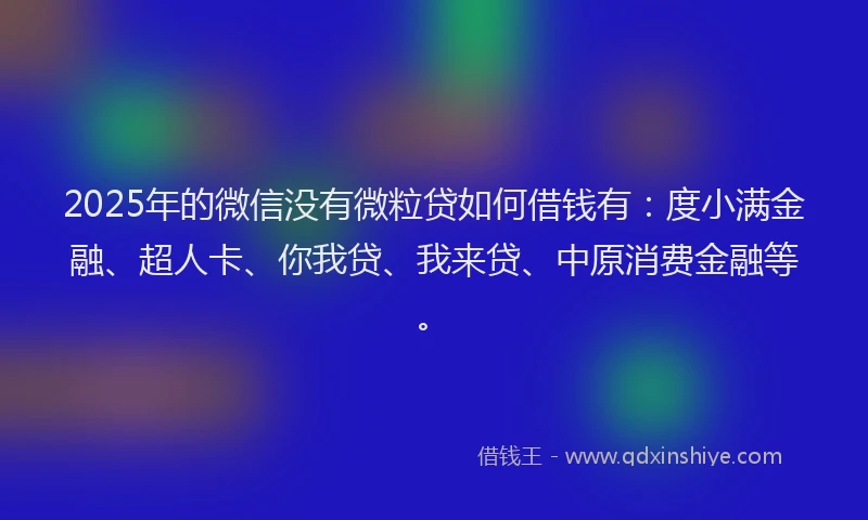 2025年的微信没有微粒贷如何借钱有：度小满金融、超人卡、你我贷、我来贷、中原消费金融等。