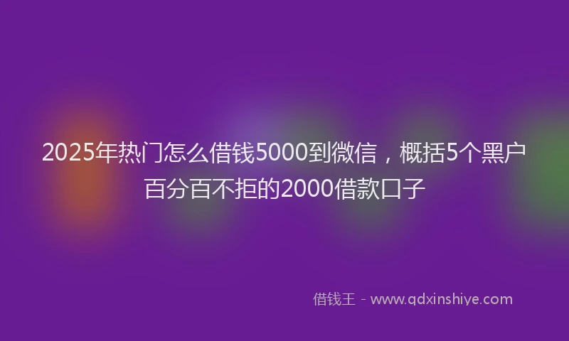 2025年热门怎么借钱5000到微信，概括5个黑户百分百不拒的2000借款口子
