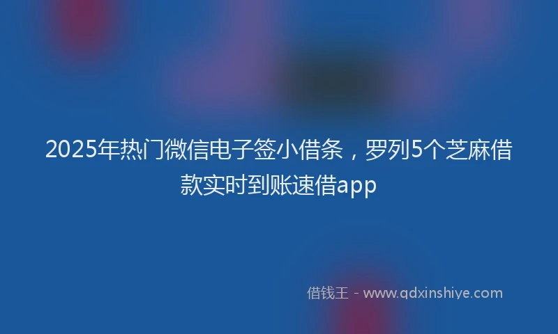 2025年热门微信电子签小借条，罗列5个芝麻借款实时到账速借app