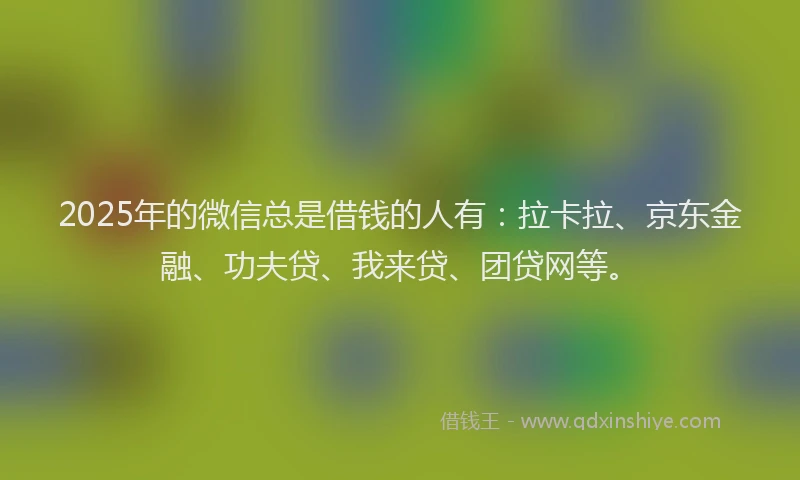 2025年的微信总是借钱的人有：拉卡拉、京东金融、功夫贷、我来贷、团贷网等。