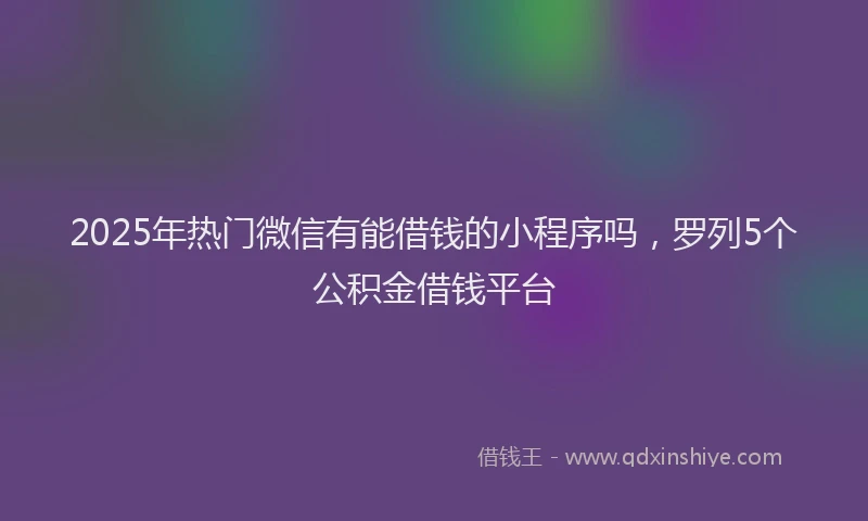 2025年热门微信有能借钱的小程序吗，罗列5个公积金借钱平台