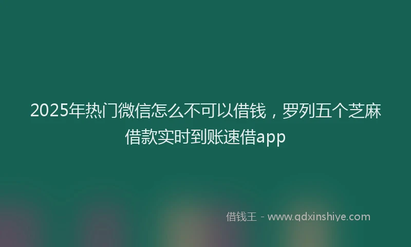 2025年热门微信怎么不可以借钱，罗列五个芝麻借款实时到账速借app