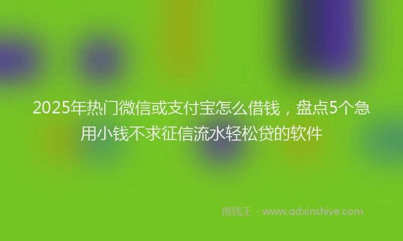 2025年热门微信或支付宝怎么借钱，盘点5个急用小钱不求征信流水轻松贷的软件