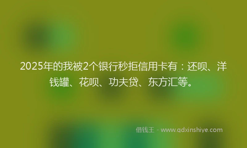 2025年的我被2个银行秒拒信用卡有：还呗、洋钱罐、花呗、功夫贷、东方汇等。