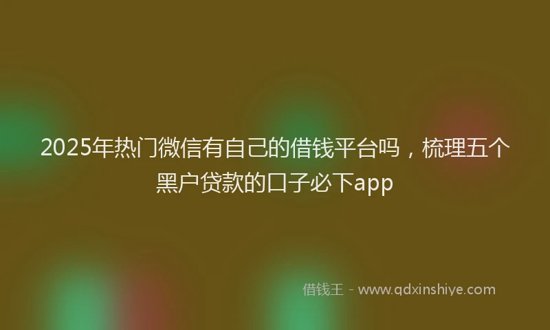 2025年热门微信有自己的借钱平台吗，梳理五个黑户贷款的口子必下app