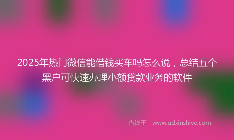 2025年热门微信能借钱买车吗怎么说，总结五个黑户可快速办理小额贷款业务的软件